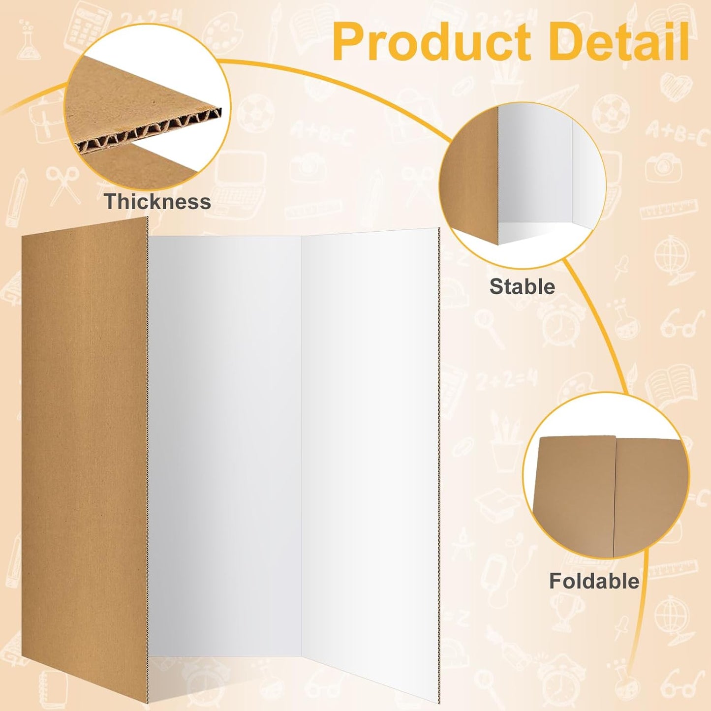 Trifold Poster Board - 36"x48" White Extra Large Corrugated Display Board | 2 Pack for School Projects & Presentations