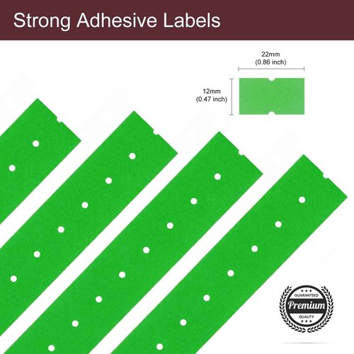Motex 1 Line Labels - 25,000 Green Blank Price and Date Gun Labels with 1 Ink Roll, Fits MX-5500 and Perco 1 Line Price and Date Guns