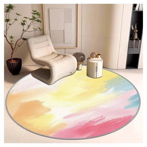 Office Short Pile Chair Mat, Non-Slip Noise-Reducing Desk and Chair Rug, 47 Inch Round Mat, Office、Study Decorative Rug for Wood Floors, Laminate and Ceramic Tiles(Dreamy)