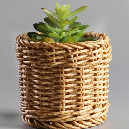Amosfun Rattan Pencil Holder Wicker Pen Cup Makeup Brushes Holder Home Office Cylinder Desk Organizer Cups 4 x 4 x 3 Inch 2 Pack