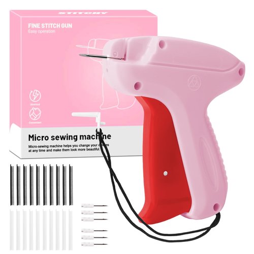 Stitch Gun for Clothes Comes with 6 Fine Needles,4000 Pcs Micro Fasteners(2000 White & 2000 Black).Stitch Gun Quick Clothing Fixer,Speedy Clothing Fixer