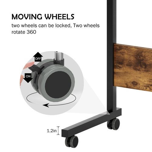 sogesfurniture Rolling Laptop Desk Cart Height Adjustable Sofa Workstation, 31.4 inches Mobile Sofa Side Table with Tablet Slot & Wheels, Portable Standing Laptop Table Desk, Rustic Brown