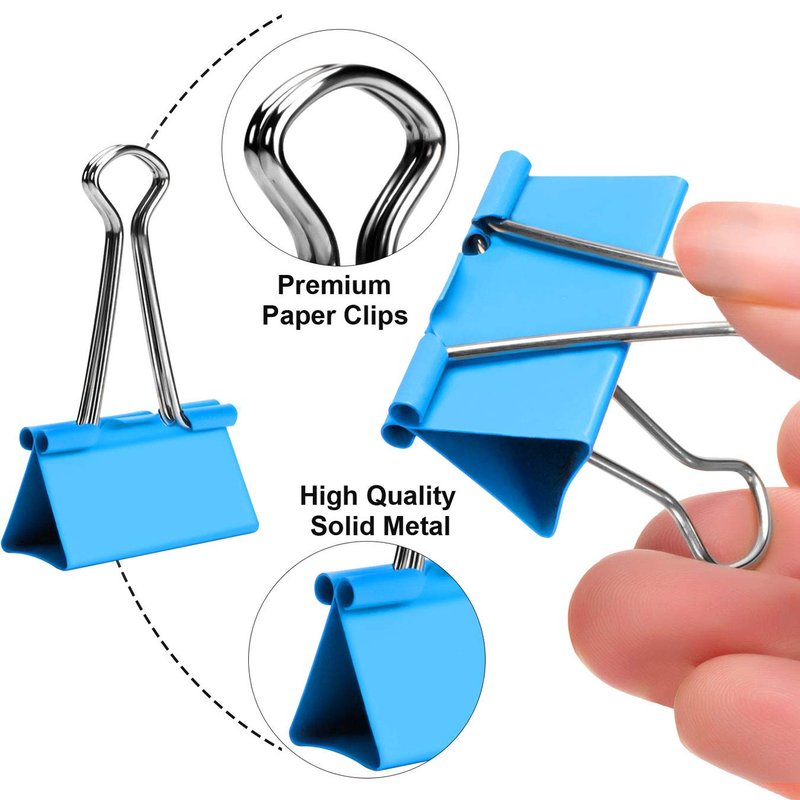 Binder Clips - Assorted Sizes 100 Count, X Large, Large, Medium, Small, Mini Paper Clamps Combination, Suitable for Office Supplies, Home, and School Use