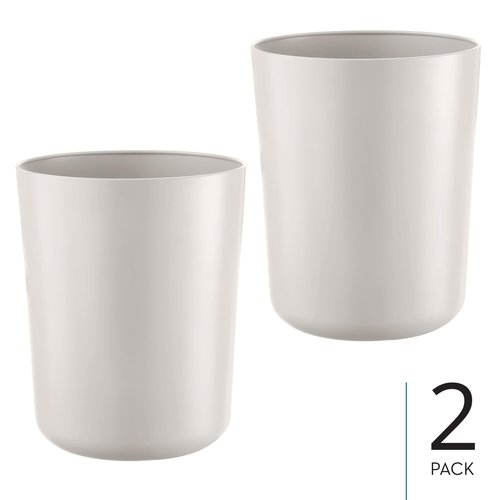iDesign Small Steel Round Bathroom Trash Set of 2-Coconut White Oasis Waste Can M2