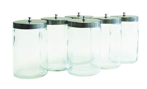 Graham-Field Glass Medical Sundry Jars - Clear Unlabeled Storage Jars with Lids | 7 x 4.25” (6 Count)