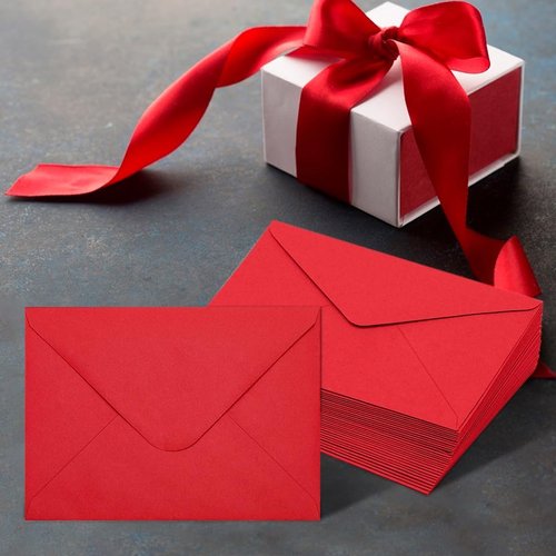 Regine Switzerland A7 Red Envelopes - 50 Pack V Flap 5x7 Invitations for Graduation, Baby Shower, Wedding