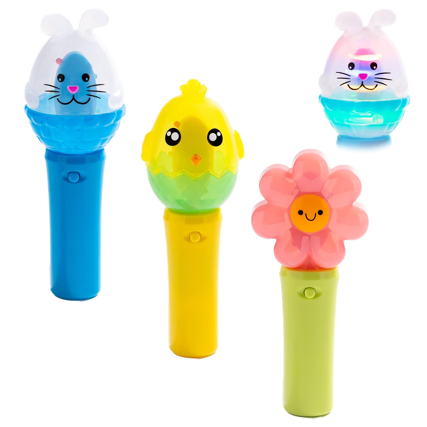 Cool Things Corp - Light Up Wand Spinners for Kids, Battery-Powered LED Light Up Party Favor or Prize for Events & Celebrations, 3-Pack Spinning Toy Set for Imaginative Play, Pastel Mini