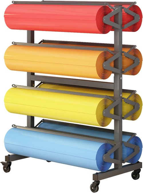 Mobile 8-Roll Paper Holder - 36" Wide Craft & Gift Wrapping Dispenser with Ceramic Blade