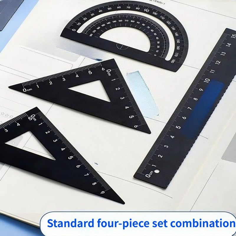 Skiennix Aluminum Alloy Drawing Kit - 4-Piece Set with Storage Box for Students | Black