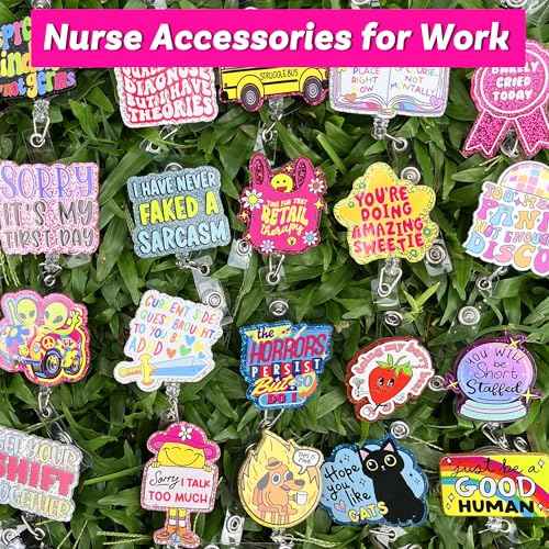 36 PCS Nurse Badge Reel Bulk Funny Retractable Badge Holders with Alligator Clips RN ICU MA LPN Badge Buddy Nursing Students Badge Accessories for Work