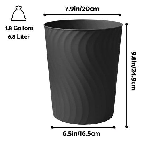 YGJT Small Trash Can, 6 Pack 1.8 Gallons Bathroom Trash Can, Slim Waste Basket, Round Garbage Can, Plastic Trash Bin for Kitchen, Dorm, Bedroom, Office, Living Room, Study, Compact Spaces(Black)