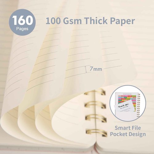 Oneirom Lined Spiral Notebook College Ruled A5 Journal Book for Note Taking, 160 Pages Writing Journal for Office and Home School Supplies 5.75x8.125 inch (6-Reef Blue)
