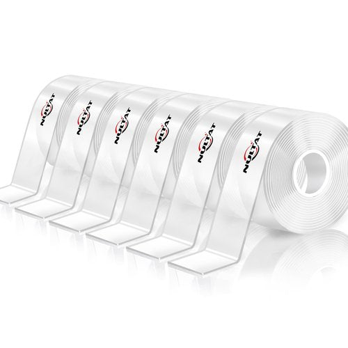 Strong Double Sided Tape Heavy Duty Double Sided Tape for Walls, Clear & Tough Double Sided Mounting Nano Tape, Removable Adhesive Wall Tape for Hanging Picture, Poster, Carpet (60FT)