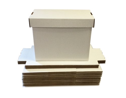 Max Protection Short Comic Book Storage Boxes - Holds 150-175 Books, Ideal for Home Storage, Stackable - Set of 5, White