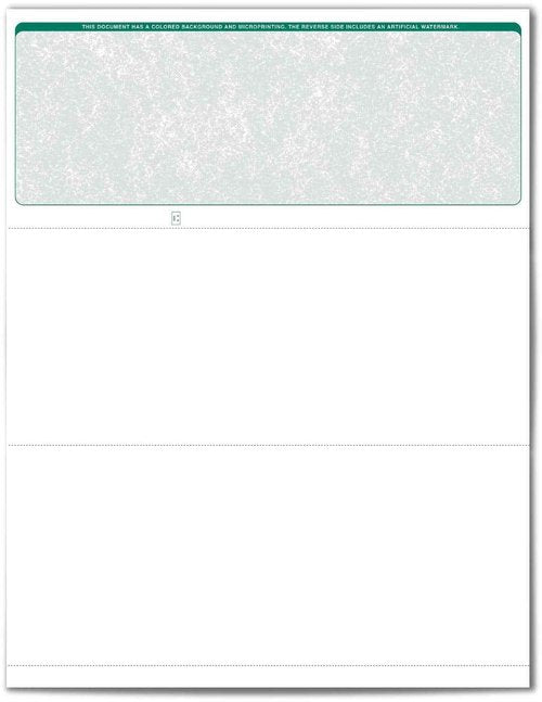 VersaCheck Secure Form #1000 - Blank Business Voucher on Top - Green Classic - 500 Sheets