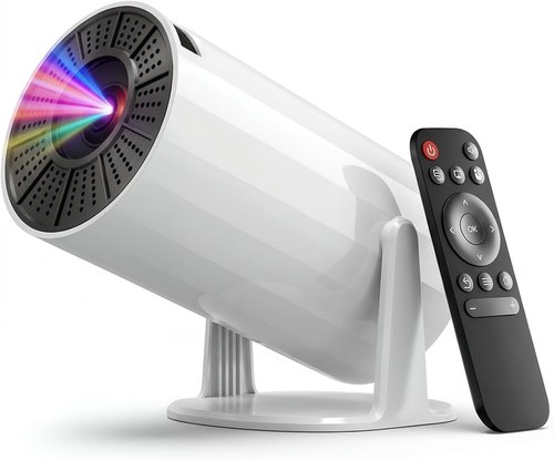 LJYT Mini Projector - 1080P Portable Projector with 4K Support & WiFi 6 | Bluetooth 5.4, 200 ANSI Lumens, White