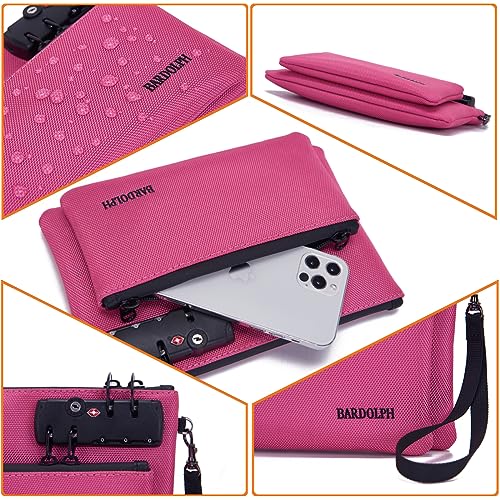 BARDOLPH Pink Small Money Bag with Lock - Double-Layer Cash Passport Notary Storage