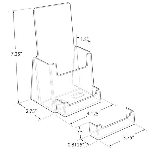 Azar Displays, 252922, Counter Brochure Holder for Trifold Flyers, Business Card or Gift Card Attachment, Advertisment Retail Display Stand, Countertop Literature Organizer, Acrylic, Clear, 10-Pack