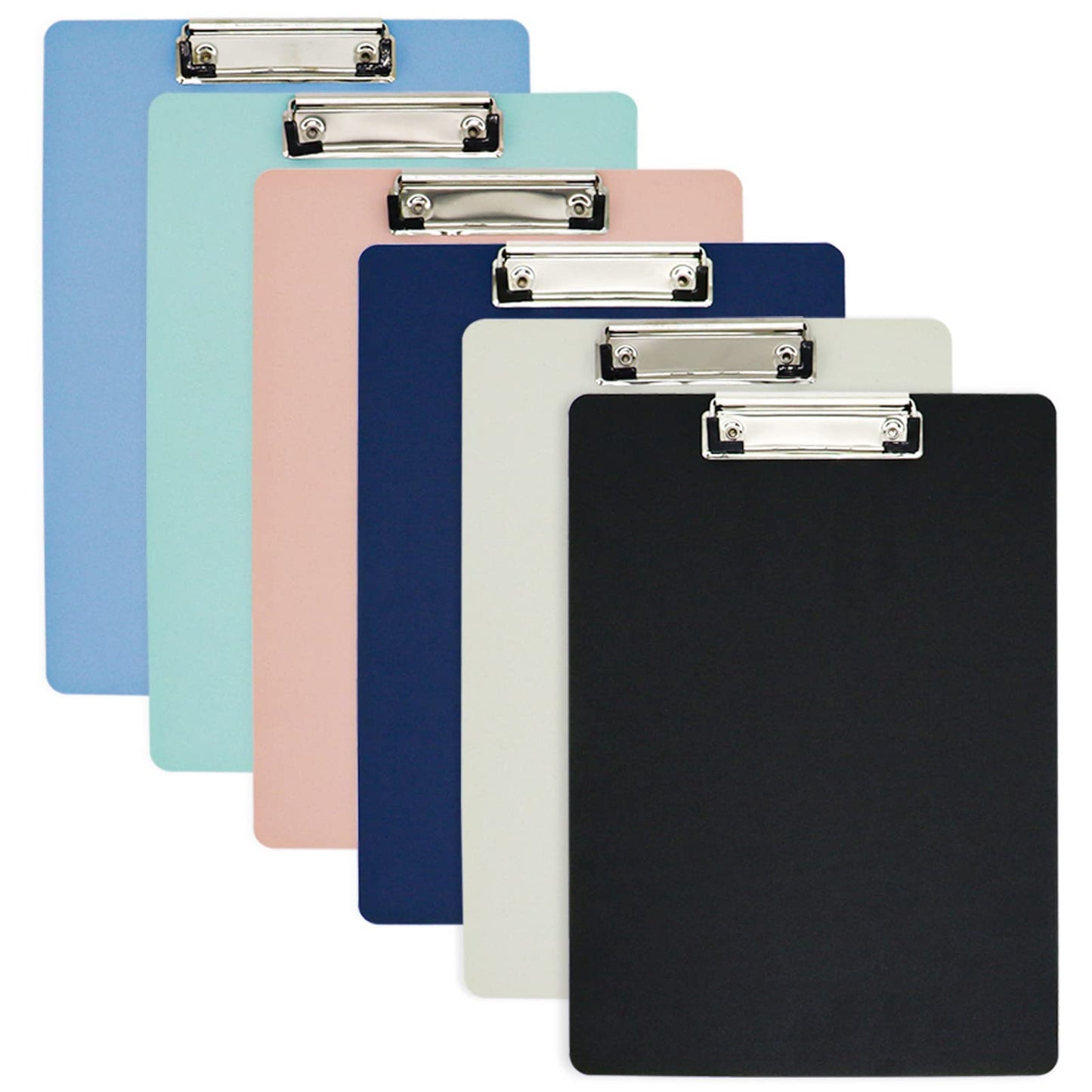 BOMEI PACK Plastic Clipboard, 6Pack Assorted Colors Office Clipboard, 12.5 x 9 Inch