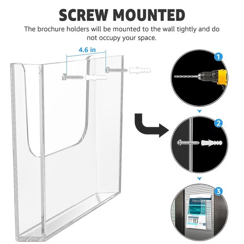 MaxGear Brochure Holder 8.5x11 inch Acrylic Pamphlet Holder Clear Plastic Flyer Holder Wall Mount for Ofiice, School, Exhibition, 3 Pack