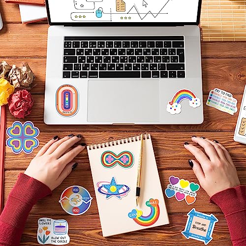 Fulmoon Cute Color Sensory Anxiety Stickers - Textured, 120 Pcs with Breathing Prompts & Grounding Techniques