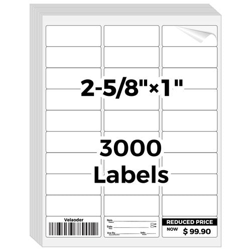 Mailing Labels for Laser/Inkjet Printer, Address Labels Stickers - 100 Sheets 1” x 2-5/8” 30 up Printable Sticker Paper, 3000 Address Label for Envelops