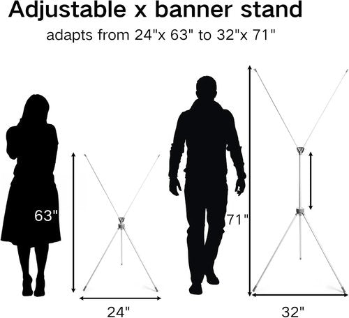 Adjustable X Banner Stand by [Brand Name] - Retractable Display Holder 23x63 to 32x71 Inch | Portable Travel Bag Included