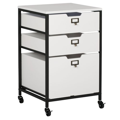 Sew Ready Charcoal/White 27" H 3-Drawer Mobile Storage Organizer Cart for Bathroom, Kitchen, Crafts, Home Office or Laundry Rooms