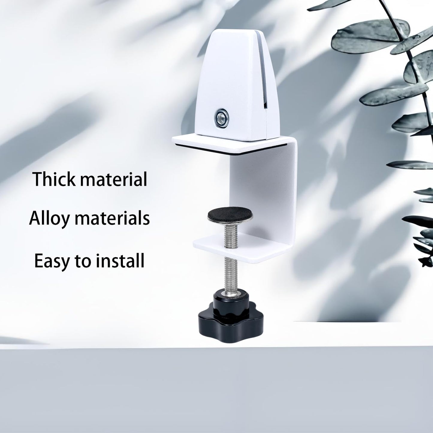 Adjustable Desk Divider Partition Clips, Sneeze Guard Support Clamps for 1/8" to 1" Thick Panels, Desk Privacy Panel Clips for Office and Home Use, 6-Pack, White