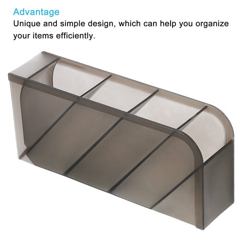 PATIKIL Pen Holder, 3 Pack Desk Organizer Plastic 4 Compartments Pencil Storage Box for Office Home Supplies, Clear Black