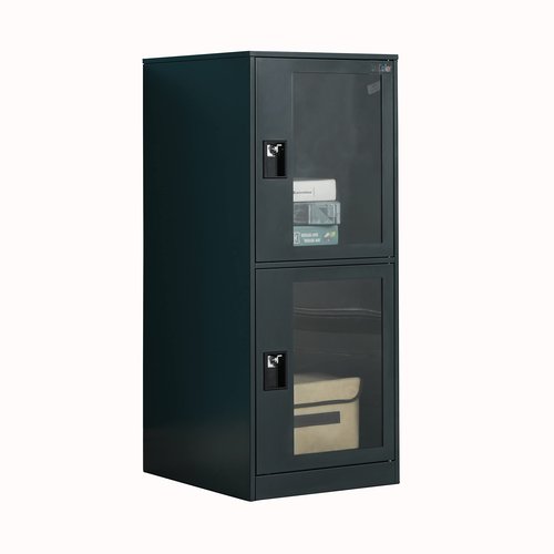 MECOLOR Vertical Single Tier Small Locker with Padlock latche Plastic Door 2 or 3 Compartment Storage for Employee,Home,Office,School,Works (Dark Grey, G2V)