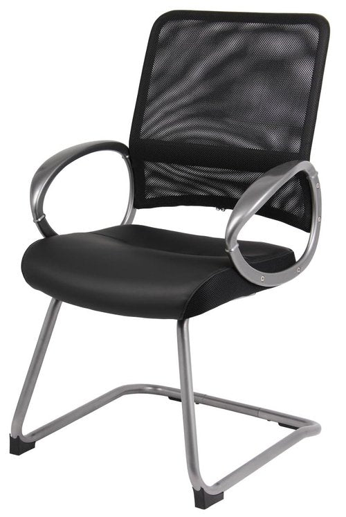 Boss Office Products Mesh Back Guest Chair with Pewter Finish in Black, 250 lb.