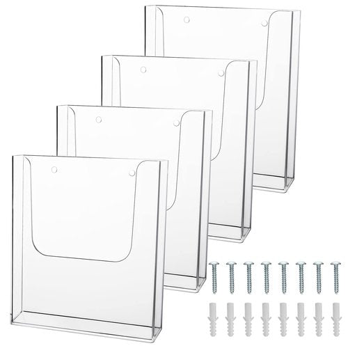 JALTAGO Acrylic Brochure Holder, 8 x 11.5 Inches Wall Mount, Magazine Holder (4 Pack)