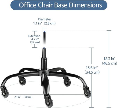 Sytopia Office Chair Base Replacement Bundles, Heavy Duty 352LBs, Reinforced to Repair Swivel Gaming Chair Bottom Part with 5 Universal Premium Casters and 1 Gas Lift Cylinder(Matte Black)