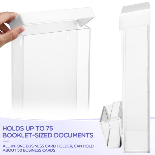 Remerry 2 Pcs Outdoor Brochure Holder, Acrylic Flyer Holder Wall Mount, 4 X 9 Inches, Waterproof Pamphlet Display Box with Lid for Business Card Document Envelope Literature Map Menu(White)