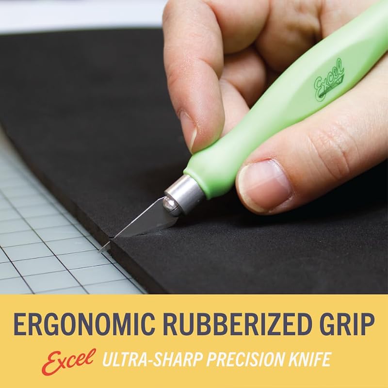 Excel Blades #11 Craft Knife Blades with Rubber Grip - Green Handle