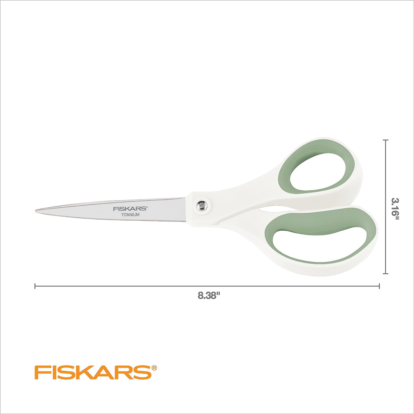 Fiskars Everyday Titanium Scissors, Durable Blades 3X Harder Than Steel, Ergonomic Softgrip Handle for Home and Office Cutting, 8 ", Forest Fern Green, 2 Pack