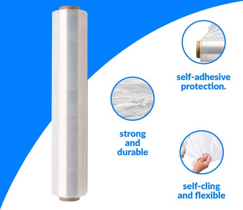 Reli. 4 Rolls [Made in USA] | 18" Stretch Wrap (1,500 ft/roll) Clear Shrink Wrap/Stretch Plastic Wrap for Moving - Plastic Pallet Cling Wrap Stretch Film - 18" Stretch Film for Moving and Storage