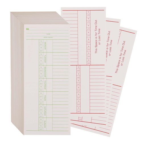 ALGLEA 500PCS Time Cards for Employees Weekly, 2 Sided Time Sheets, 3-3/8" x 8-1/4", Green/Red