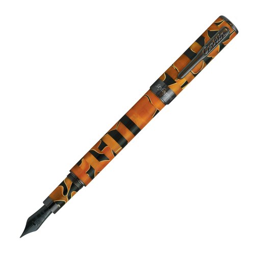 Conklin Stylograph Mosaic Fountain Pen Orange/Black – Gunmetal Accents – Stub Nib – Premium Writing Instrument – Ideal Gift for Pen Lovers