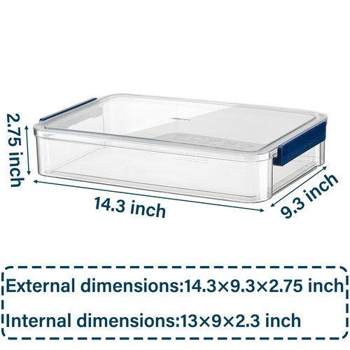 2 Pack 5.5qt 9 x 13 Clear Plastic Storage Box with Snap-Tight Latch, Stackable Organizer Container for A4 Files, Photos, Documents, Scrapbook, Crafts, and Art Supplies,Clear Storage Box With Lids