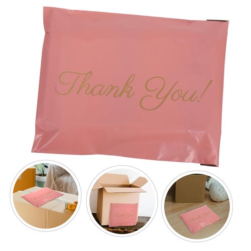Generic 100pcs Thank You Mailing Bags Sturdy 12 Mil Shipping Bags Logistics Self-Sealing Express Packaging for Small Items and Deliveries