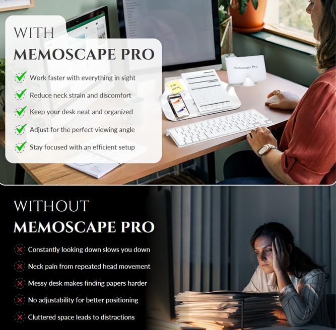 Vu Ryte Memoscape Pro Document Copy Holder Adjustable in-Line, 175 Sheets, Supports Electronics & Writing, White/Clear