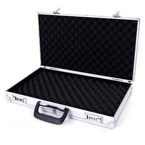 Portable Password Storage Case, Aluminum Alloy Briefcase with Password Lock and Handle, Multifunctional Metal Hard Case, Protective Outdoor Storage Toolbox for Business Home Travel, Silver