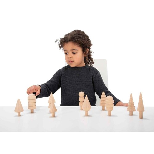 TickiT Woodland Trees Set - Set of 10 - For Ages 10m+ - Wooden Trees for Kids - 10 Different Shapes - Loose Parts Wooden Toys for Toddlers
