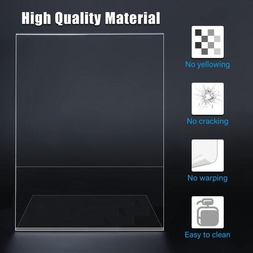 xydstay 6pack 8.5x11 Acrylic, L Shape Clear Plastic, Menu Holder, Unbreakable Table sign holder for Restaurant, Office, School, Store and Home Use
