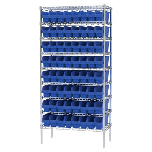 Akro-Mils Shelfmax Bins - 4-1/8"Wx17-5/8 Dx6 H - Blue - Blue - Lot of 8