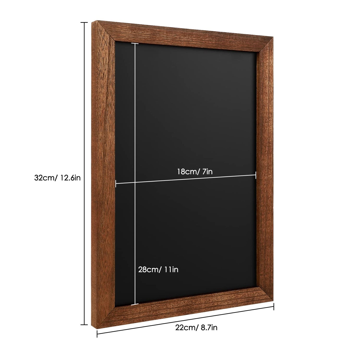 TORASO Chalkboard, Solid Wood Frame Magnetic Chalkboard Sign, Rustic Walnut Wood Framed Chalk Board for Wedding, Kitchen, Bar, Restaurant, Menu & Home Decor, Hanging Chalkboards, 8.7" x 12.6"(BN-2232)