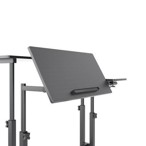 soges 31.5inches Height Adjustable Desk Laptop Desk on The Wheels, Rolling Stand Up Desk Computer Desk Adjustable Standing Desk Sit and Stand Desk Portable Laptop Table, Black