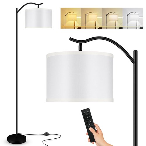 BoostArea Floor Lamp for Living Room,Arc Floor Lamp with Remote Control,Stepless Dimmable Brightness & Colors Temperature 2700k-6500k,Modern Standing Lamp for Bedroom Study Room Office,White